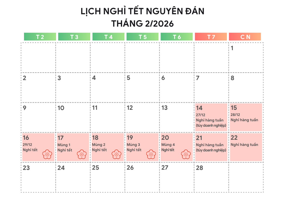 lịch nghỉ tết nguyên đán 2026