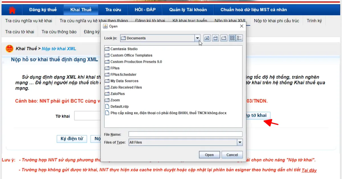 Bước 3 - Nộp bản thuyết minh BCTC trên thuế điện tử