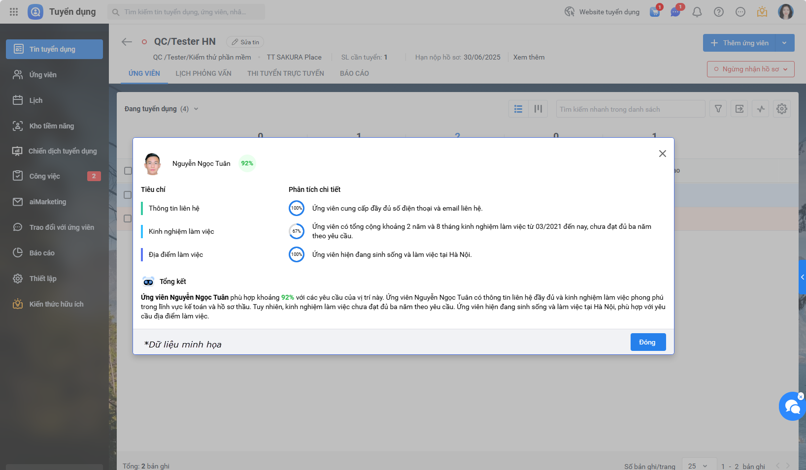 phân tích hồ sơ ứng viên bằng AI