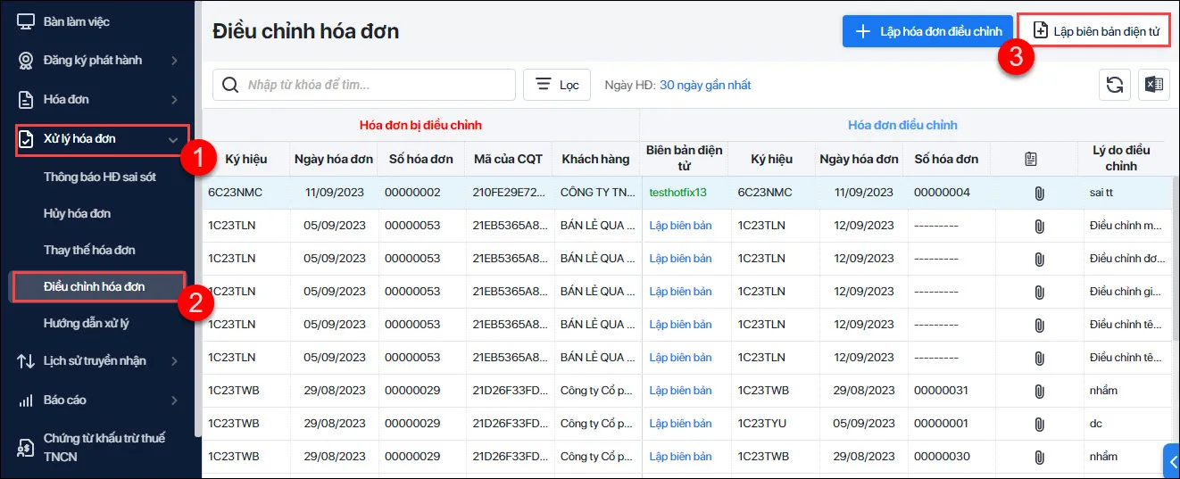 Cách lập biên bản điều chỉnh hóa đơn trên Amis Kế Toán (step 2)