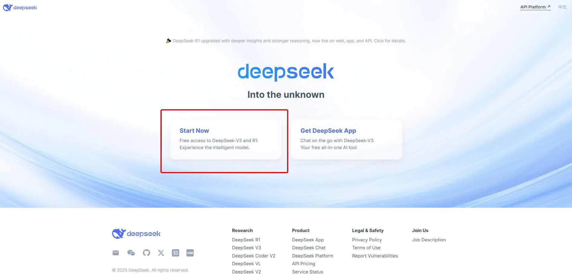 Trang chủ của DeepSeek