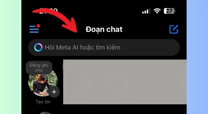 Meta AI nằm trên thanh Tìm kiếm trong Messenger