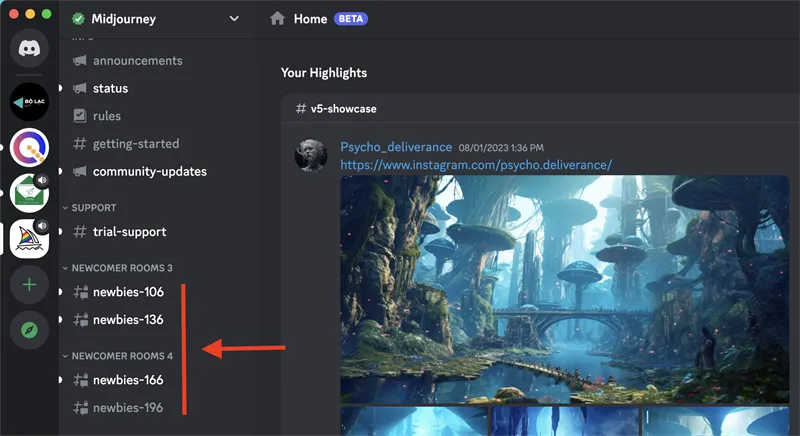 Truy cập vào các kênh có tên chứa từ khóa "Newbies"