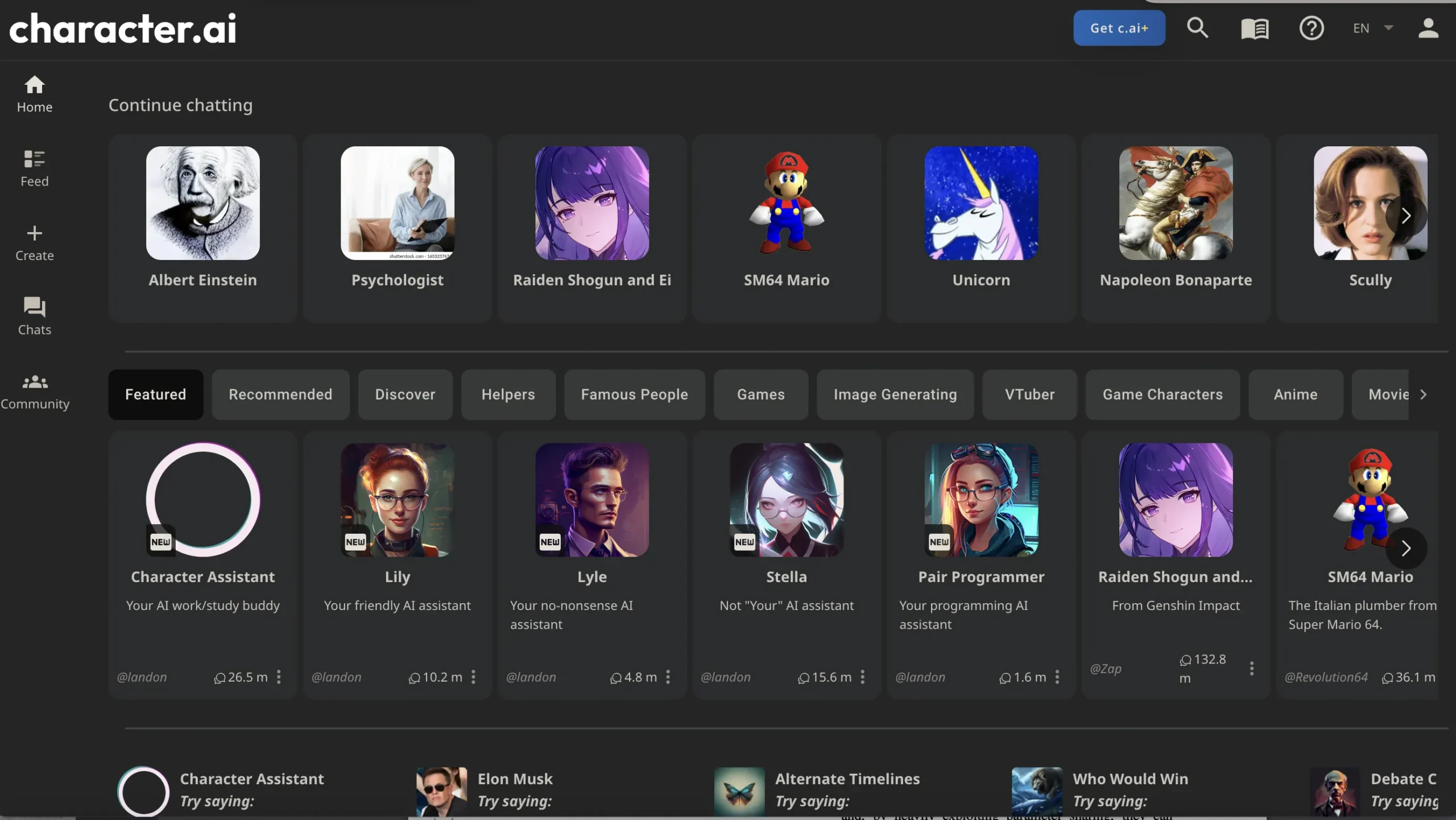 Tính năng của character ai