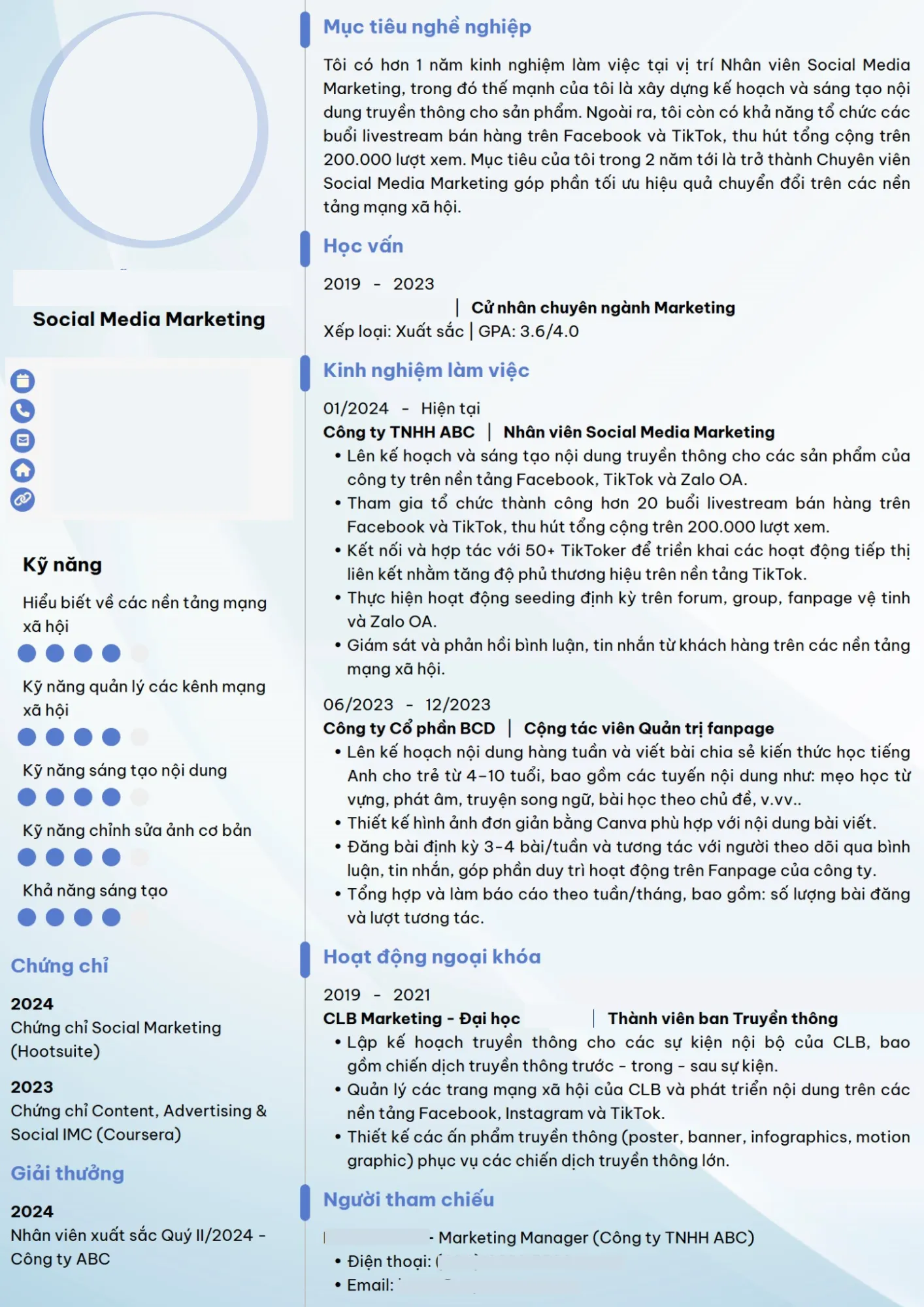 Mẫu CV Social Media