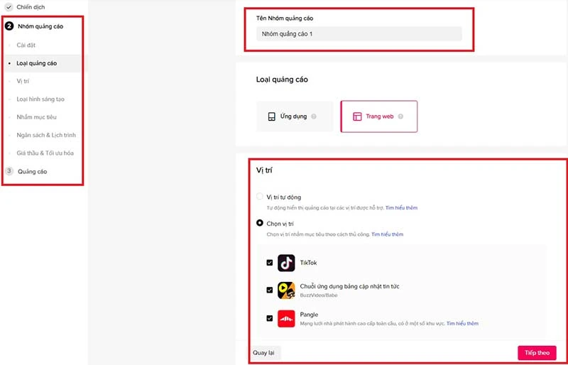 Bước 4: Đặt tên cho từng nhóm quảng cáo