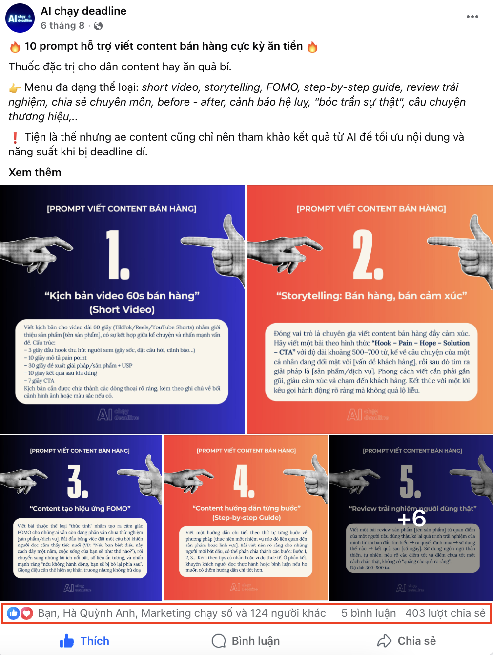 Bài viết chia sẻ nội dung có giá trị đạt reach cao