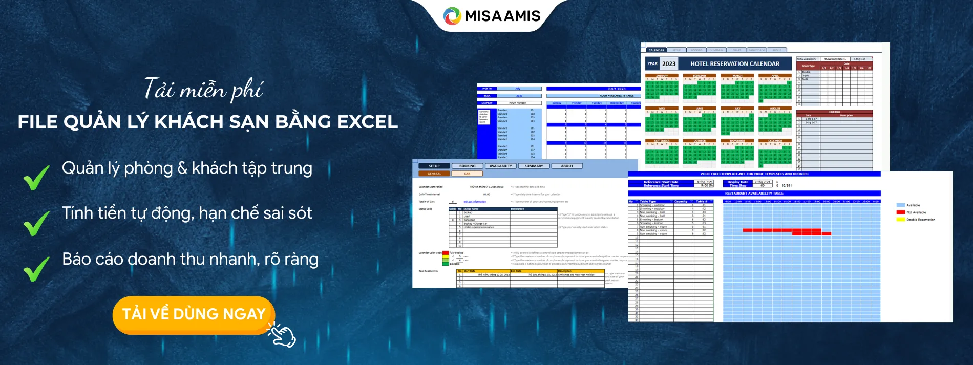 Mẫu file quản lý khách sạn bằng excel