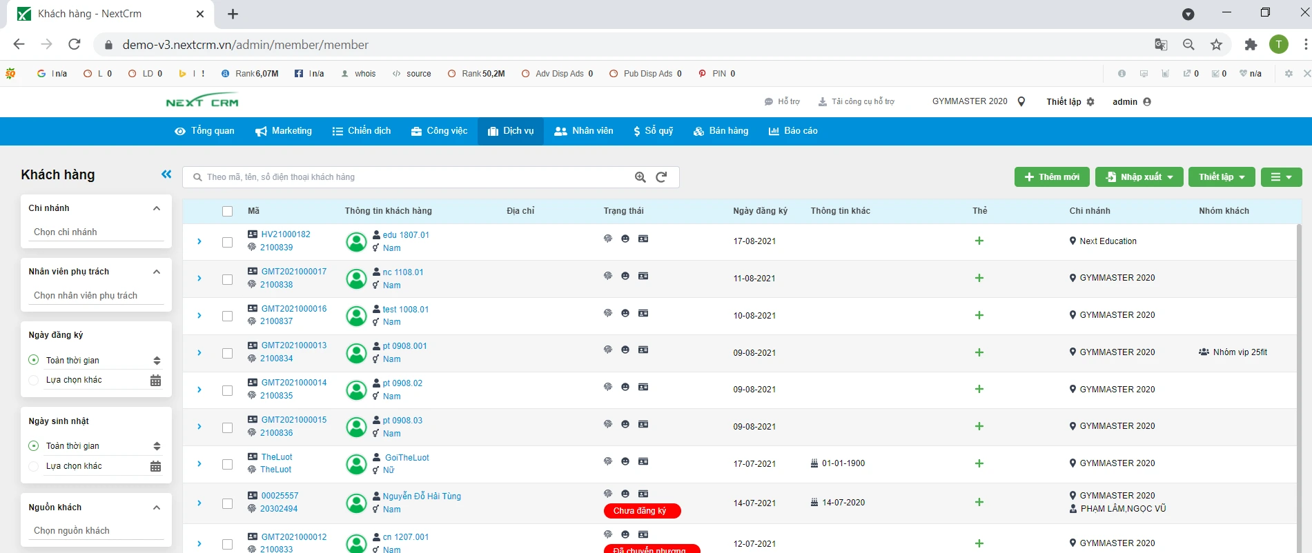 Giao diện NextX CRM