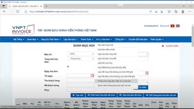 Phần mềm quản lý hóa đơn điện tử VNPT Invoice