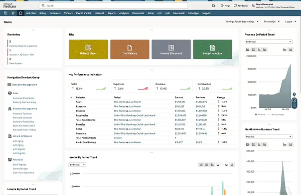 Giao diện của Phần mềm lập kế hoạch sản xuất Netsuite