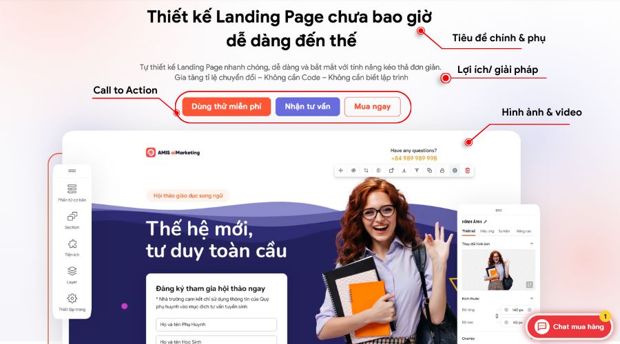 Bố cục landing page chuyên nghiệp