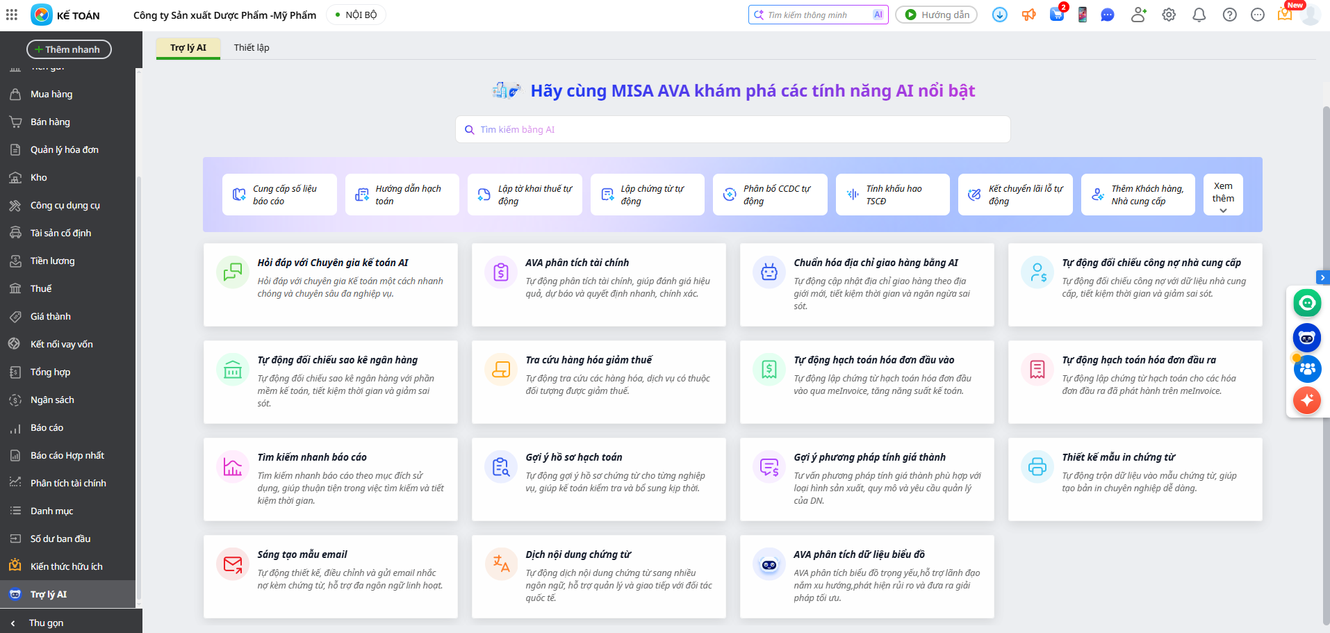 giới thiệu trợ lý AI trên AMIS kế toán