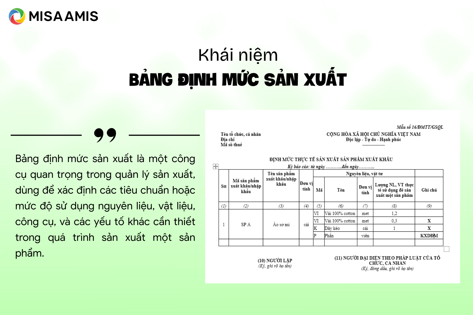 bảng định mức sản xuất là gì?
