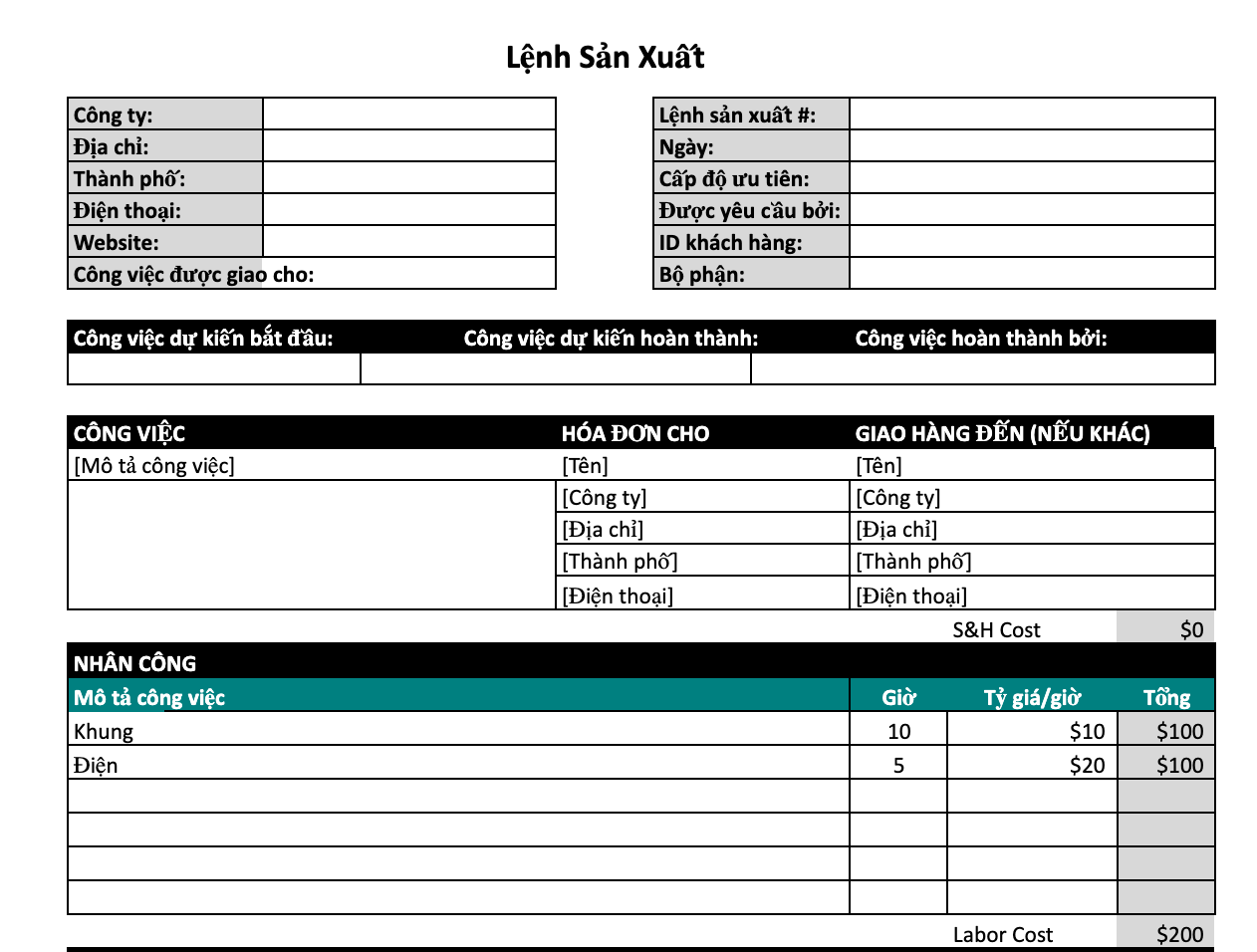 Tải miễn phí mẫu lệnh sản xuất mới nhất