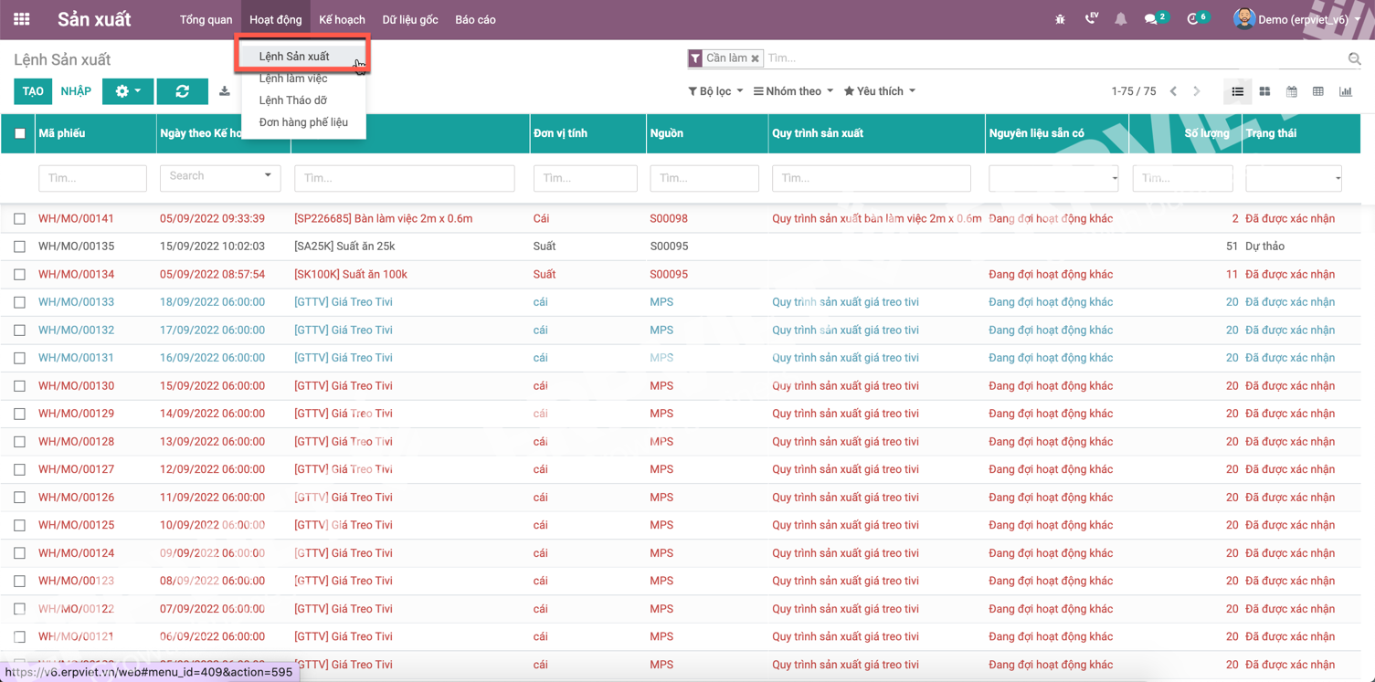 Phần mềm quản lý sản xuất Odoo