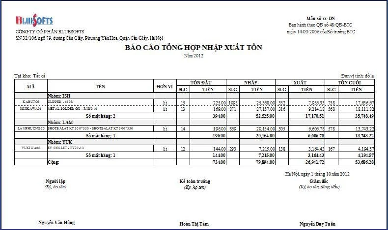 Báo cáo kho trực quan