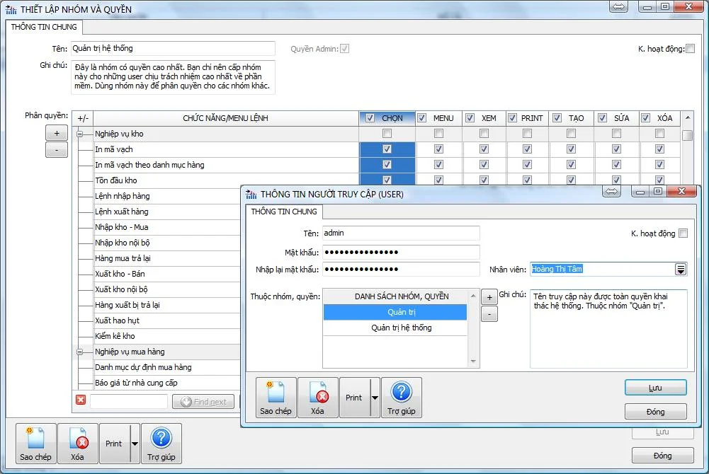 Quản lý, phân quyền người dùng