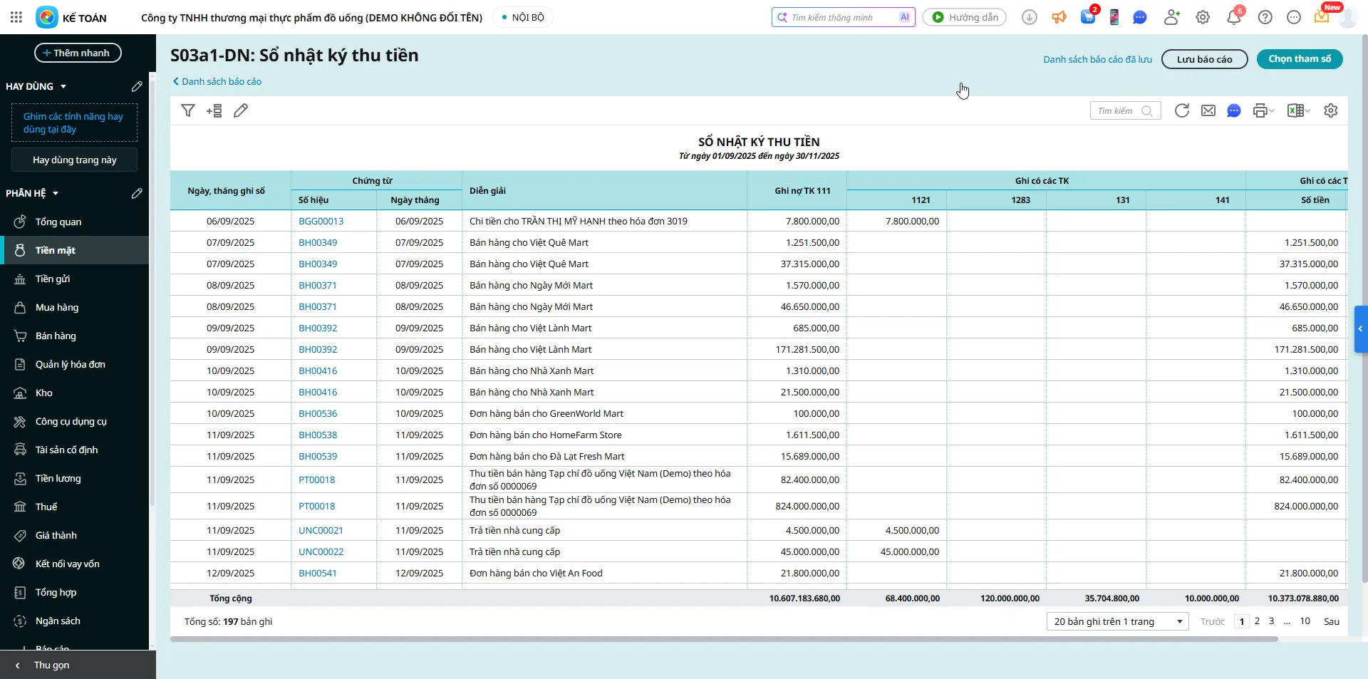 Demo tính năng tự động tạo sổ nhật ký thu tiền trên AMIS Kế Toán
