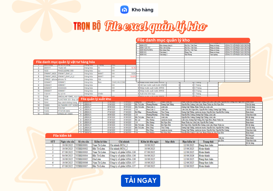 trọn bộ file excel quản lý kho hàng cho doanh nghiệp