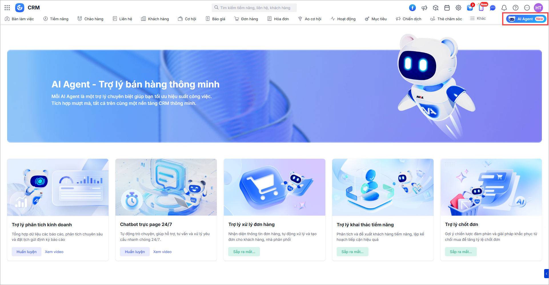 Trợ lý AI Agent trên MISA AMIS CRM