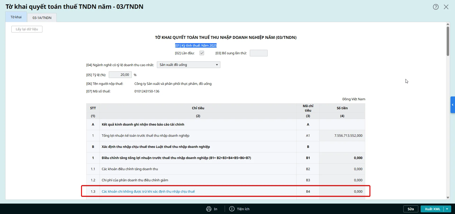 Demo tính năng tự động tổng hợp các khoản chi phí không được trừ trên AMIS Kế Toán