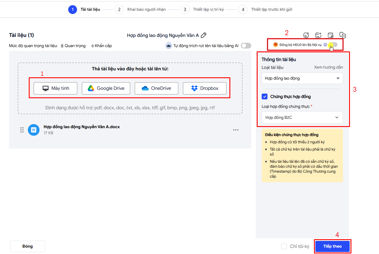 đồng bộ dữ liệu lên bộ nội vụ