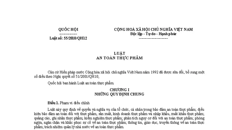 Luật an toàn thực phẩm