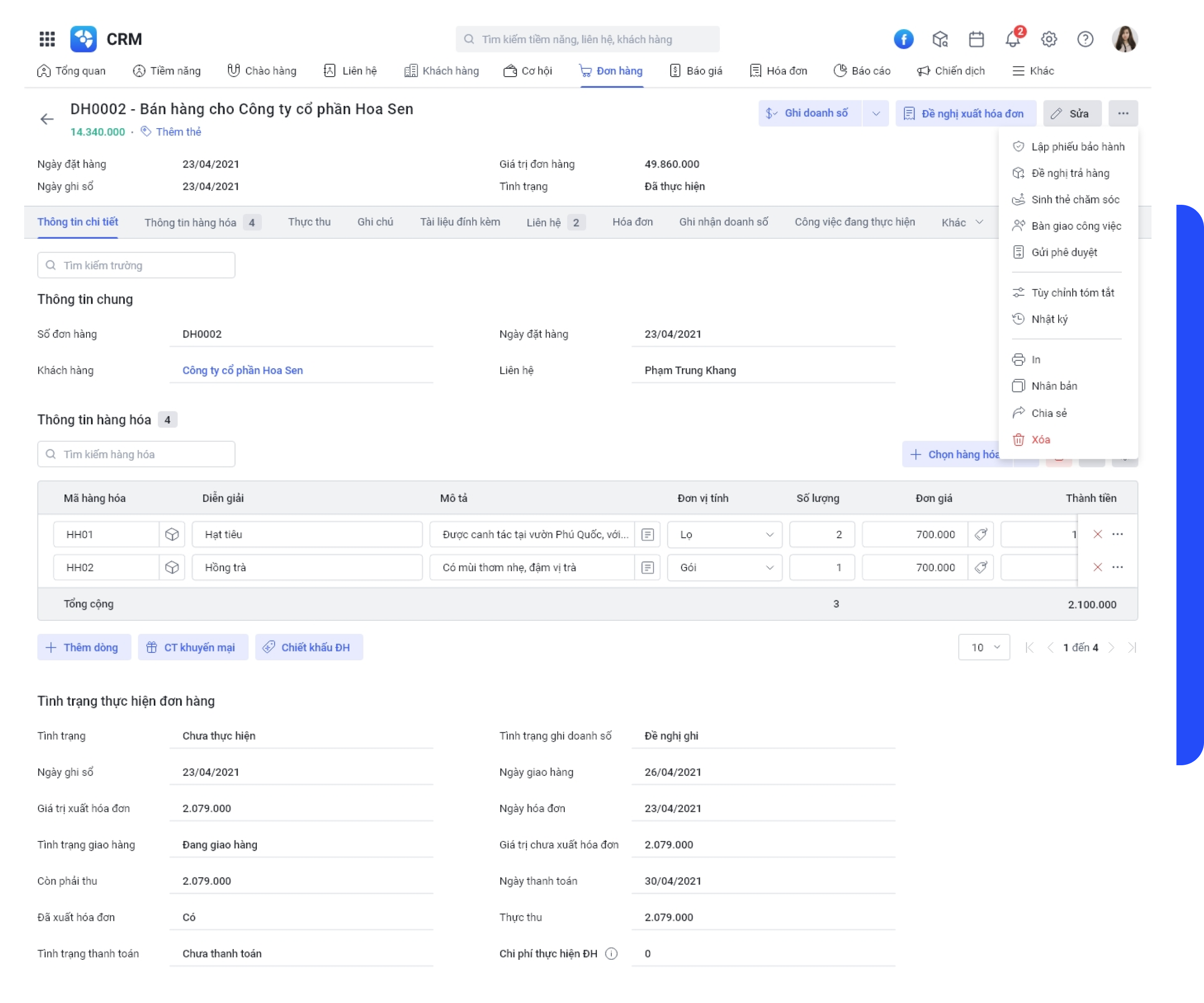MISA AMIS CRM giúp quản lý chính sách, doanh thu theo đại lý/NPP/cửa hàng