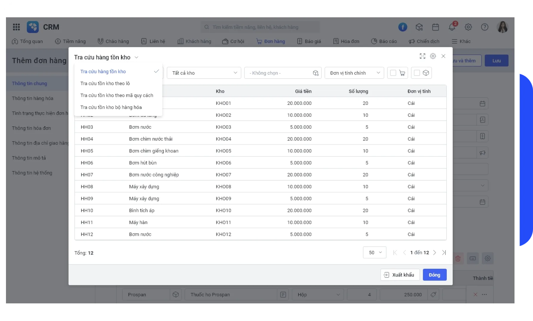 Ví dụ tham khảo từ giao diện AMIS CRM