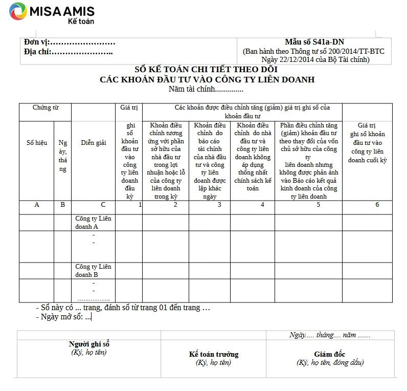 Mẫu số S41a-DN theo thông tư 200