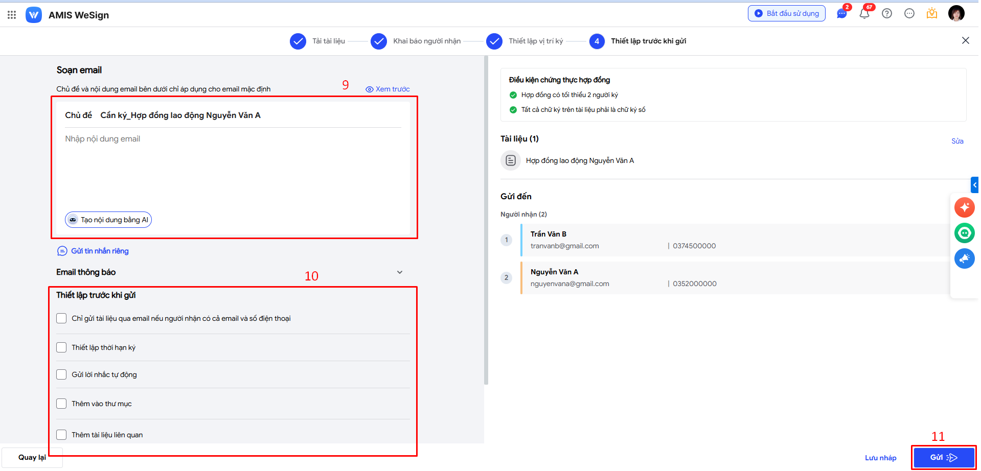 Gửi ký hợp đồng lao động điện tử