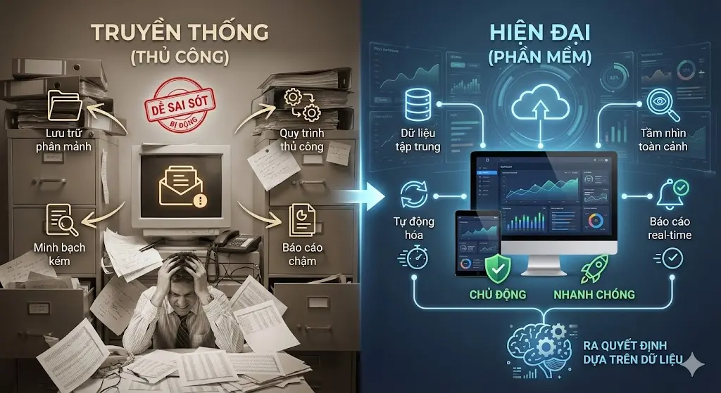 So sánh: Quản lý nhà cung cấp truyền thống vs bằng phần mềm