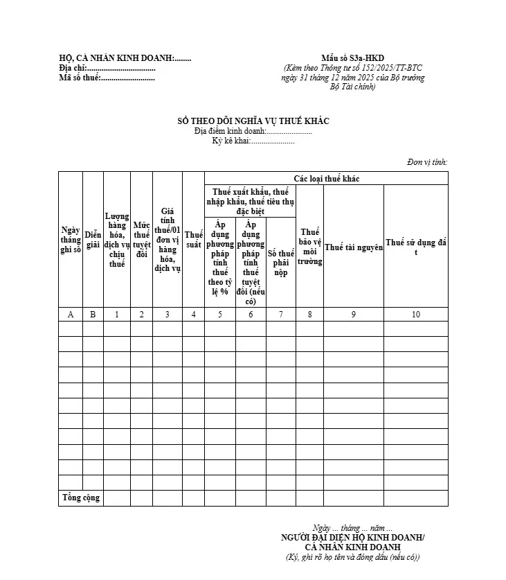 mẫu số s3a hkd