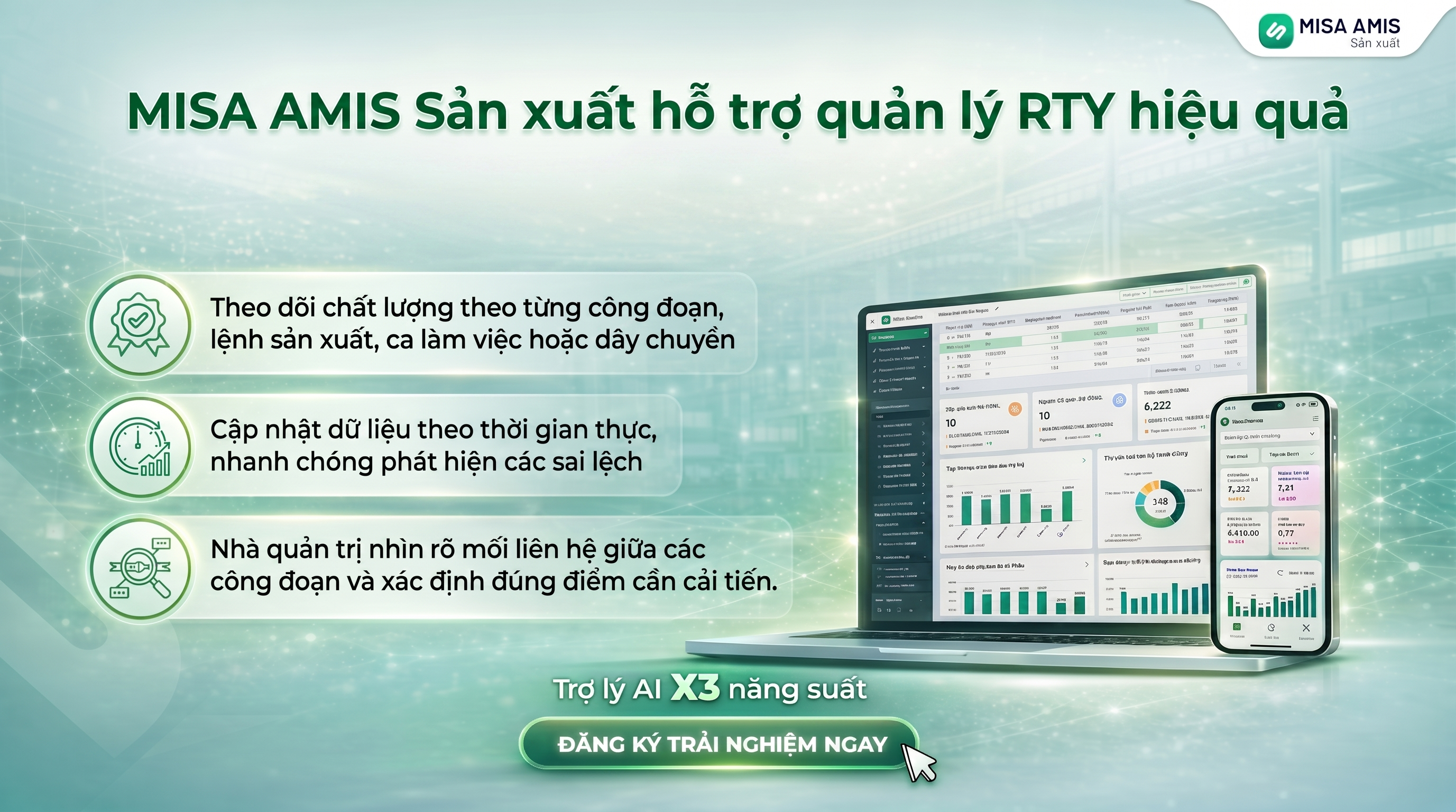 Ứng dụng MISA AMIS Sản xuất trong quản lý FPY