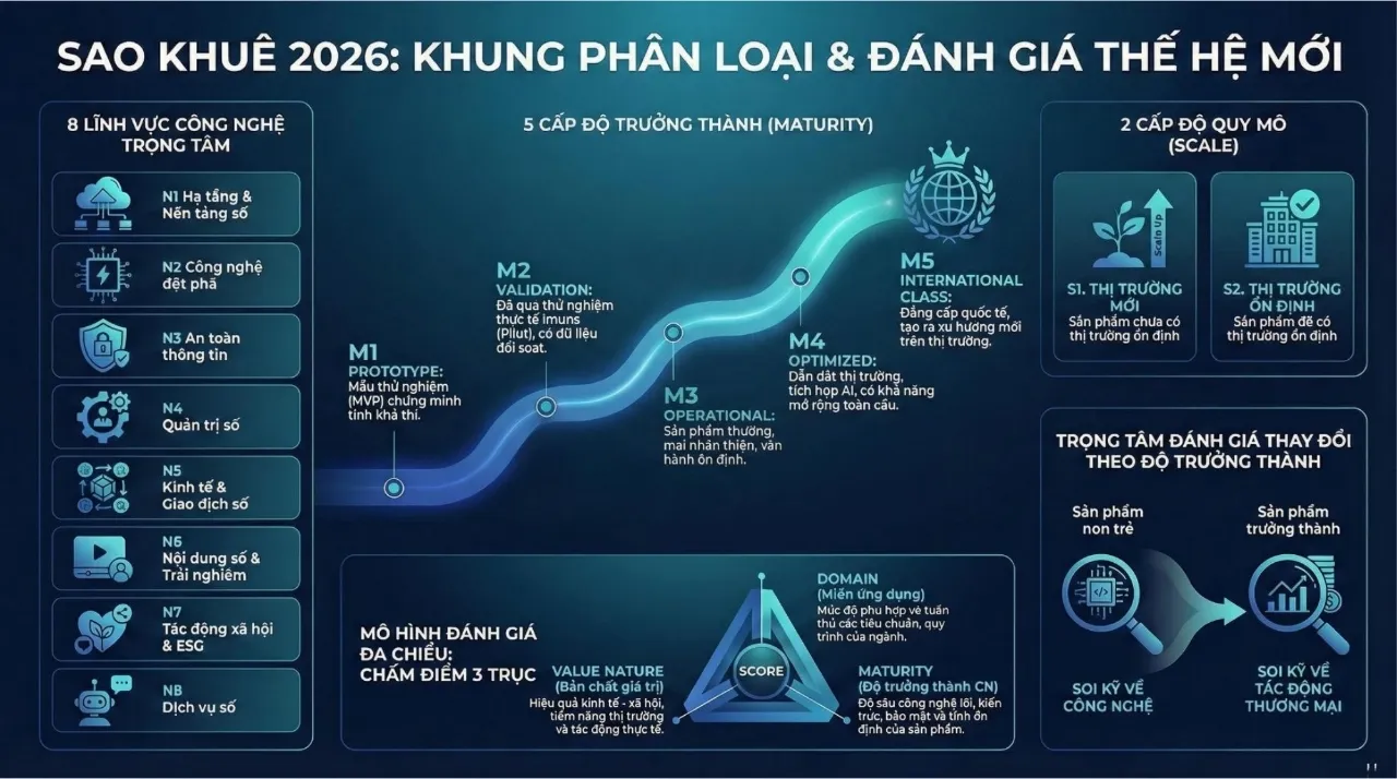 Giải thưởng Sao Khuê 2026 được thực hiện theo khung phân loại và đánh giá thế hệ mới.