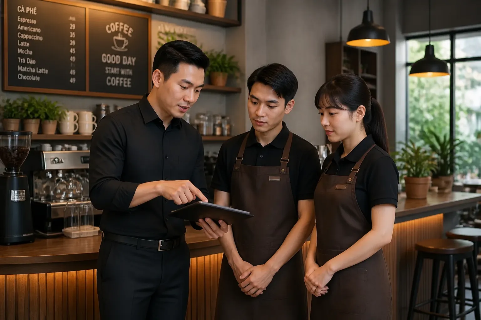 quản lý nhân viên quán cafe