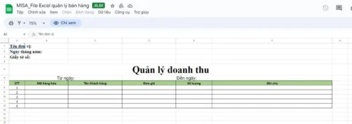 File excel quản lý bán hàng, quản lý doanh thu