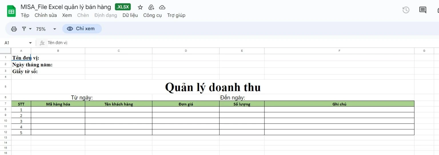 File excel quản lý bán hàng, quản lý doanh thu