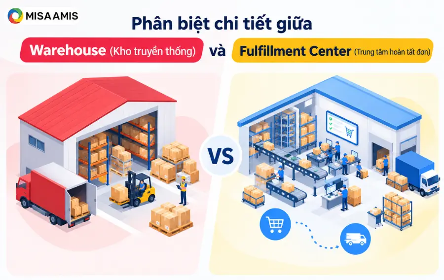 Phân biệt chi tiết giữa Warehouse (Kho truyền thống) và Fulfillment Center