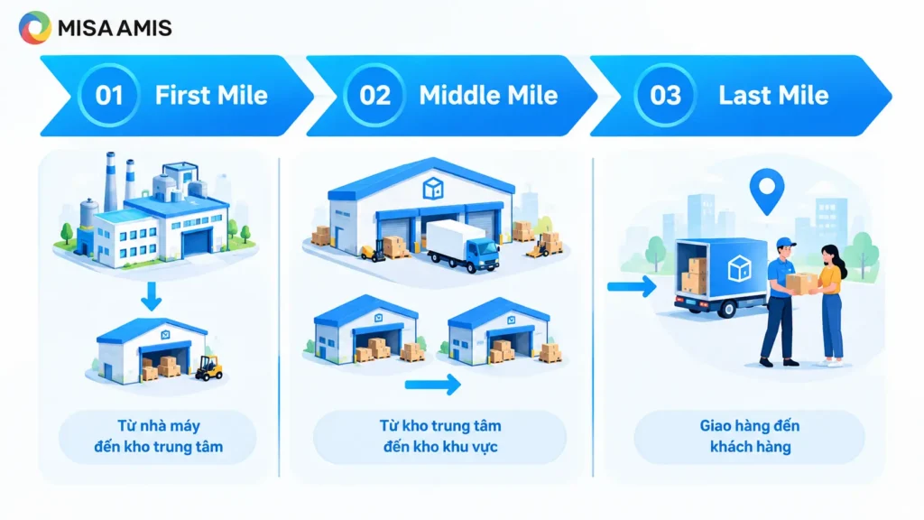 Phân biệt First Mile, Middle Mile và Last Mile Delivery